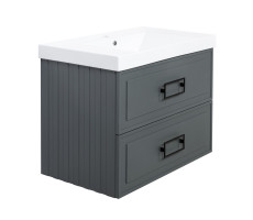 Тумба под раковину подвесная La Fenice Cubo TWIN FNC-01-CUB-G-80-2, серо-зеленая  Тумба под раковину подвесная La Fenice Cubo TWIN FNC-01-CUB-G-80-2, серо-зеленая