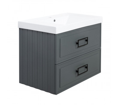 Тумба под раковину подвесная La Fenice Cubo TWIN FNC-01-CUB-G-80-2, серо-зеленая  Тумба под раковину подвесная La Fenice Cubo TWIN FNC-01-CUB-G-80-2, серо-зеленая