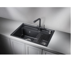 Кухонная мойка GRANULA KS-7302, ЧЁРНЫЙ  кварц 