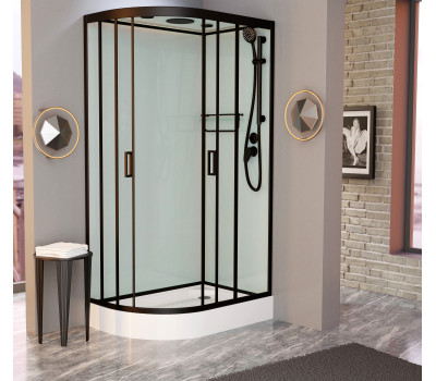 Душевая кабина 120х80 см Frank F412R Black правосторонняя, черный