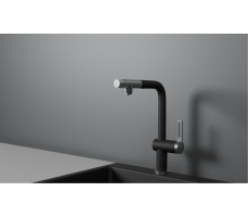 Смеситель для кухни GRANULA GR-8169, ЧЕРНЫЙ, С ВЫДВИЖНЫМ ИЗЛИВОМ 