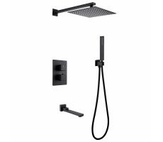 Душевая система ABBER Daheim AF8250B скрытого монтажа с изливом, термостат, черная матовая Душевая система ABBER Daheim AF8250B скрытого монтажа с изливом, термостат, черная матовая