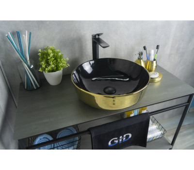 Раковина накладная Gid Nc412 Черный / Золото 
