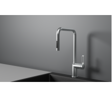 Смеситель для кухни GRANULA GR-8173, НЕРЖ, С ВЫДВИЖНЫМ ИЗЛИВОМ 