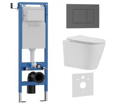 Комплект 3в1 IBERICA BLANCA инсталляция SILENCIO MINI, унитаз BURGOS ALTO белый, кнопка смыва ESTI-S серый матовый (IB.001M.BRA.234.856) 