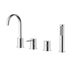 Смеситель на борт ванны Azario DELICATE каскадный, на 4 отверстия, хром AZ-QA28173C-1381AC 