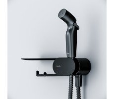 Смеситель, монтируемый в стену с гигиеническим душем и полкой AM.PM Like F0202622 Черный 