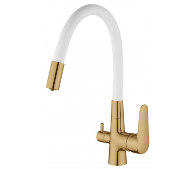 Смеситель Coral для кухни с подключением к фильтру белый Gold CL03GW ESKO 