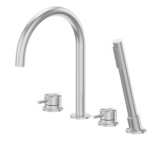 Смеситель ABBER Wasser Kreis 316 AF8113BST на борт ванны, сталь брашированная 