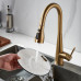 Смеситель для кухни с выдвижным изливом Shevanik S363G, золотой сатин