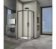 Душевой угол Veconi Rovigo RV-07B, 800x800x1900, черный матовый, стекло прозрачное 