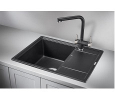Кухонная мойка GRANULA 6503, ШВАРЦ (чёрный металлик), кварц 