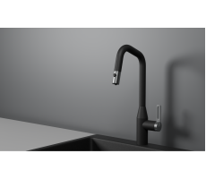 Смеситель для кухни GRANULA GR-8171, ШВАРЦ, С ВЫДВИЖНЫМ ИЗЛИВОМ 