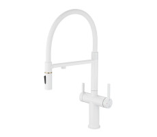 Смеситель для кухни с подключением фильтра для воды Rose R458C, белый