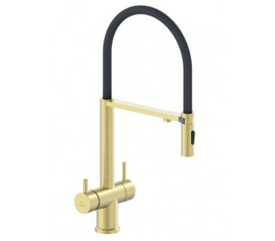 Смеситель для кухни с гибким изливом AltroBagno Flusso 050202 OrSp золото 