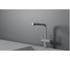 Смеситель для кухни GRANULA GR-8170, БАЗАЛЬТ, С ВЫДВИЖНЫМ ИЗЛИВОМ 