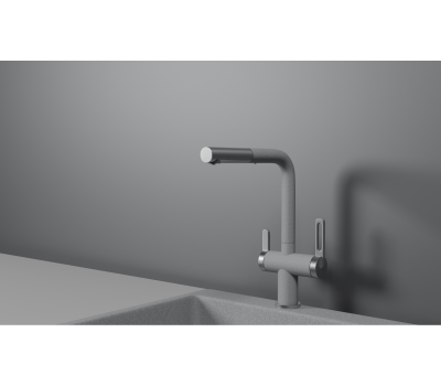 Смеситель для кухни GRANULA GR-8170, БАЗАЛЬТ, С ВЫДВИЖНЫМ ИЗЛИВОМ 