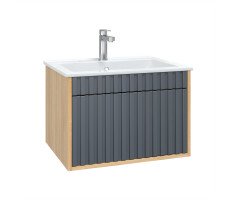 Тумба под раковину Onika Дайлер 60 подвесная графит/дуб сонома (ум. Бергамо Нова 60) 106151 