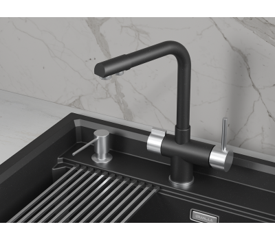 Смеситель для кухни GRANULA 5008, ШВАРЦ (чёрный металлик) 
