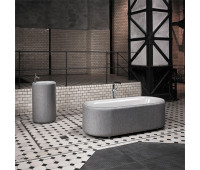 Ванна отдельностоящая  Bette Lux Oval Couture B804-852 с панелью с текстильной обивкой, цвет: буро-серый