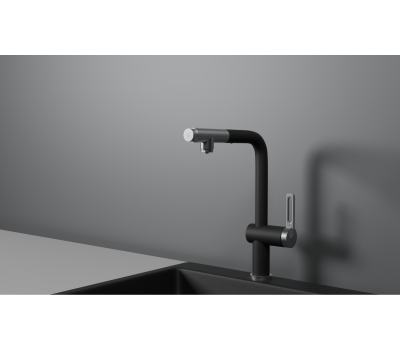 Смеситель для кухни GRANULA GR-8169, ШВАРЦ, С ВЫДВИЖНЫМ ИЗЛИВОМ 