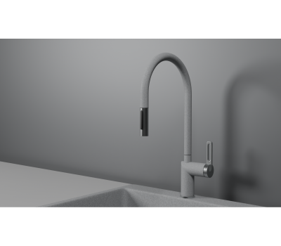 Смеситель для кухни GRANULA GR-8172, БАЗАЛЬТ, С ВЫДВИЖНЫМ ИЗЛИВОМ 