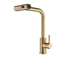 Смеситель для кухни с мультифункциональным изливом Raffine F203G, золотой сатин