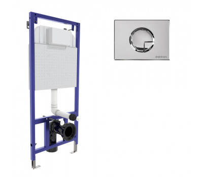 Инсталляция BERGES для скрытого монтажа унитаза NOVUM кнопка R3 хром глянец 040223 