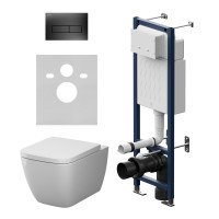 Инсталляция ErgoFit с подвесным унитазом Aquaspin и клавишей AM.PM Gem IS110338.901901 Чёрный Матовое 