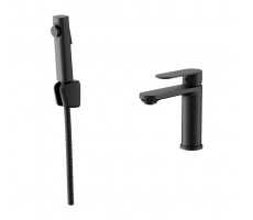 Смеситель для раковины с гигиеническим душем Maretti Florenza Black FLG32RF28, черный 