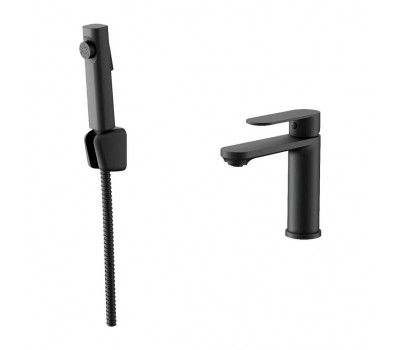 Смеситель для раковины с гигиеническим душем Maretti Florenza Black FLG32RF28, черный 