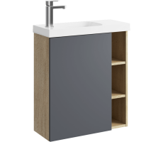 Подвесная тумба 60 см AQWELLA ALB0106LDD+ALB0706GRМ Дерево светлое / Серый 