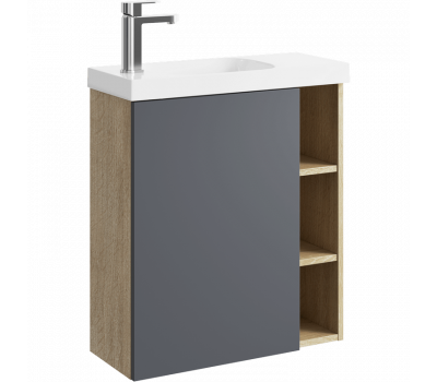 Подвесная тумба 60 см AQWELLA ALB0106LDD+ALB0706GRМ Дерево светлое / Серый 