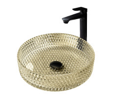 Раковина накладная стеклянная ABBER Glas AK2301GG золото 