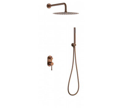 Смеситель встроенный + верхний+ ручной душ Uno BRUSHED BRONZE Boheme 464-BRB брашированная бронза 