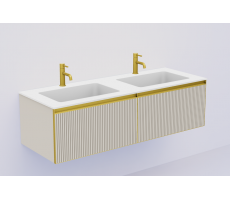 Тумба Armadi Art рифлёная CASHMERE QUATRO 2 140см профиль MATT GOLD + внутриняя подсветка 790-M2-140(70+70)-R-C-M+L 