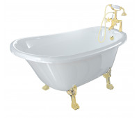 Ванна из литого мрамора Фэма Стиль Салерно-2 с площадкой для смесителя, опоры золото